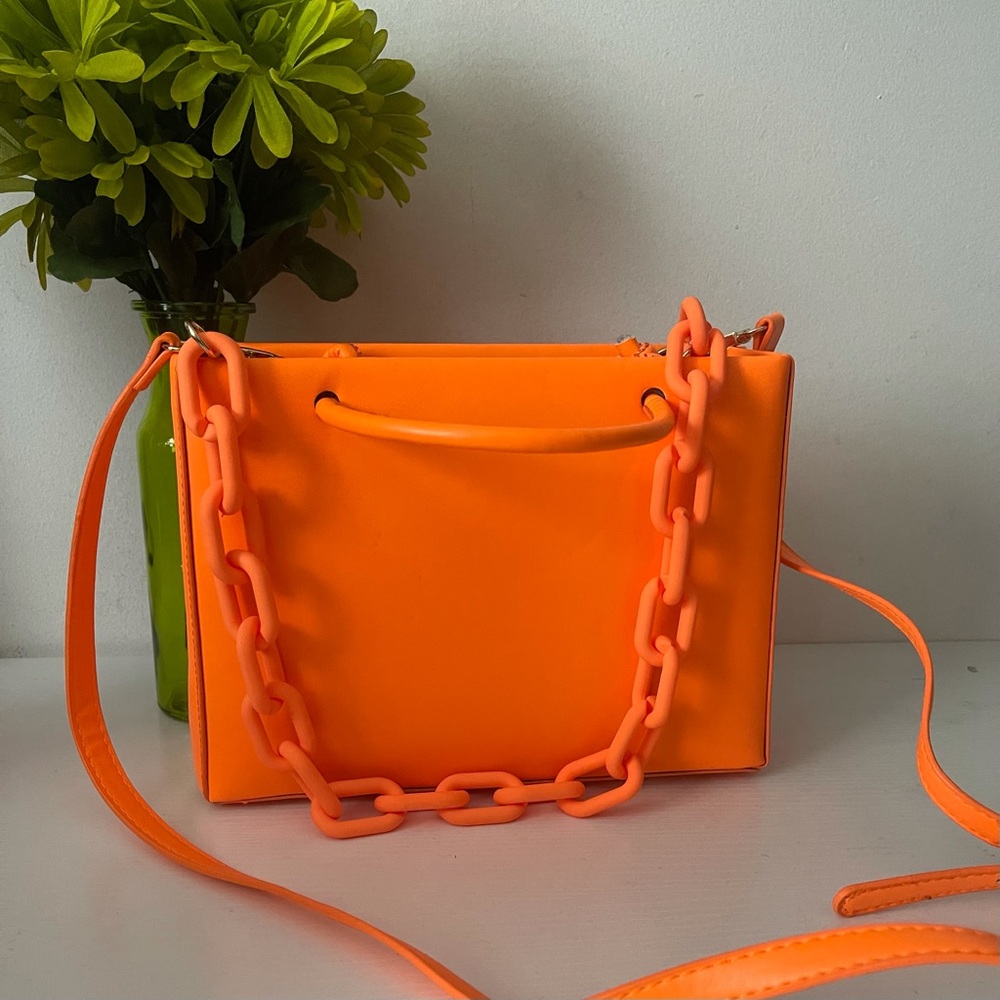 Orange Minimalist Double Satchel Bag